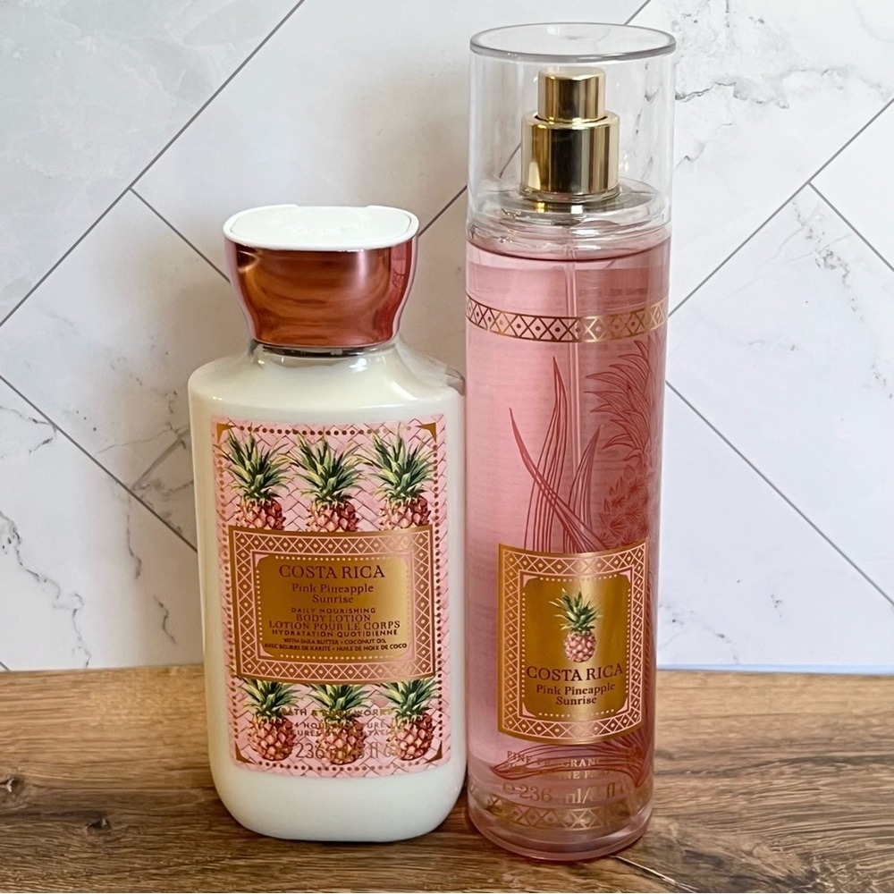 Bath & Body Works COSTA RICA PINK PINEAPPLE SUNRISE 2 Two Piece Set Mist Lotion